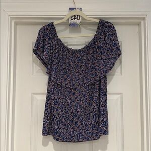 Anne Klein Blue and Pink Floral Top